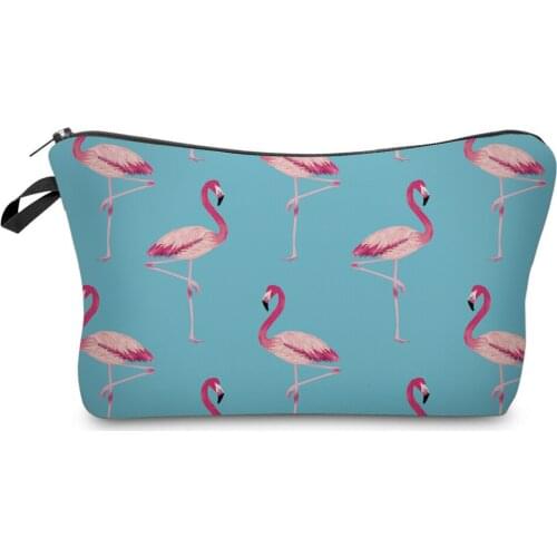Cosmetic Bag Multifunctional Blue Flamingo Print Storage Make up Waterproof Fashion Women High Quality Simple Style 2021 Newest