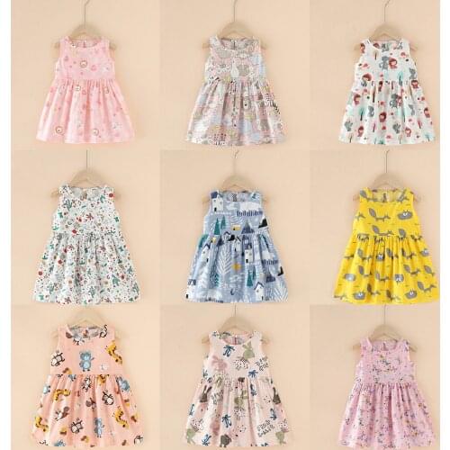 Summer Infant Baby Girls dress 0-6year kids girls clothes Fashion printing Cotton sleeveless Dress girls Clothing