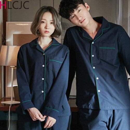 Hot Sale Couple Pajamas Set Autumn Men And Women Cotton Pyjamas Lovers Sleepwear Plus Size Nightwear Home Clothing pijama hombre