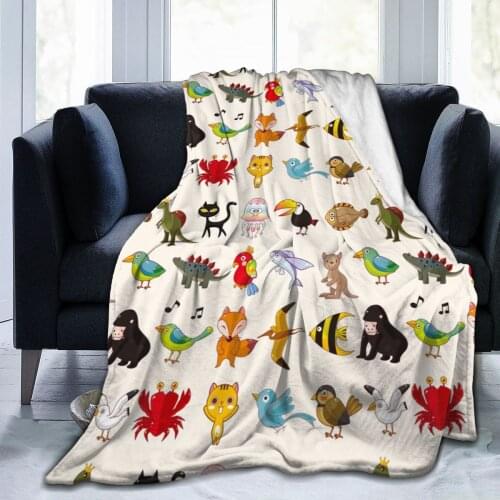 Cute Cartoon Animal Seamless Pattern Super Soft Fleece Blanket For Kid Adult Colorful Summer Winter Family Dropship Throws