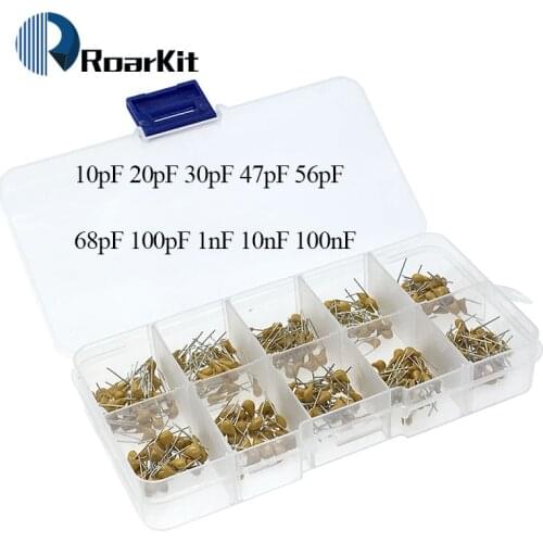 300pcs 10Value 50V 10pF To 100nF Multilayer Ceramic Capacitor Assortment Kit