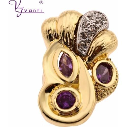 Fashion Women Finger Rings for Women Gold Color Ring Purple Cubic Rhinestone Stone Engagement Two colors +White stone Jewelry