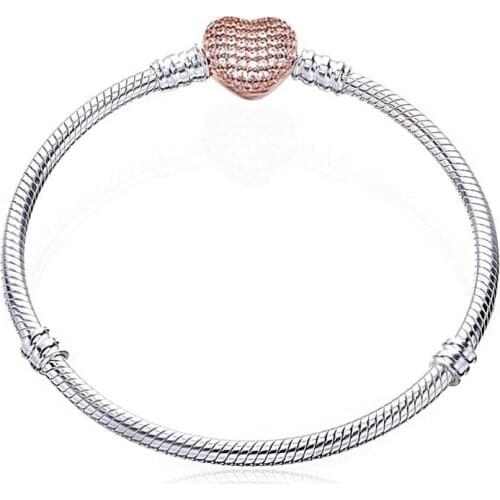 ATTRACTTO Fashion Gold Crystal Bracelets&Bangles Charm Cubic Zirconia Bracelets For Women Silver Chain Heart Bracelets SBR190538