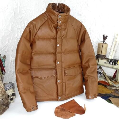 Trendy Takuya Kimura calf leather down Japan Hyogo tire cowhide leather jacket to keep warm from the cold