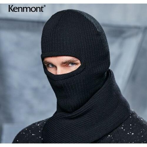 Mens cycling mask face protection ski windproof knitted face mask Bib integrated outdoor wool winter hat