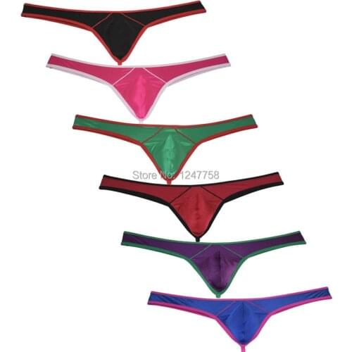 Ice Silk T-Back Men Surround Glossy Thong Underwear Hipster String Pouch Tangas Jockstrap Thongs Men G String