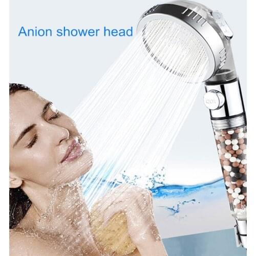 Pressurized Shower Set One-click Water Stop Anion Spray Shower Head 3 Modes Adjustable Handheld Bathroom Bracket Shower Head