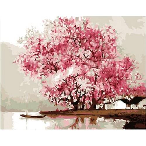 DIY oil painting on canvas wall pictures for living room painting by numbers vintage home decor 40*50cm flower tree E013