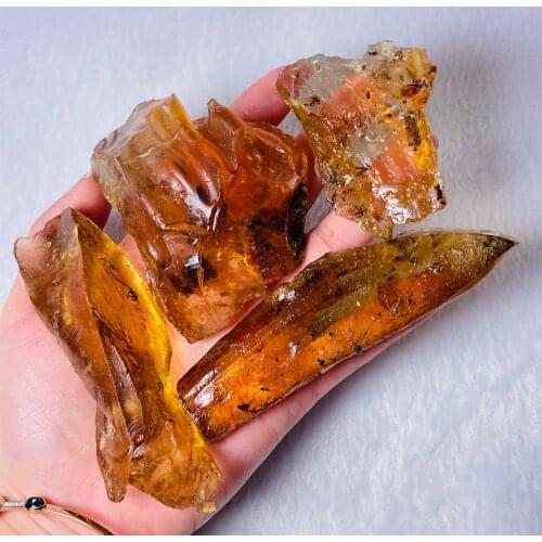 Natural Raw Rough Amber Fossil Specimen Stones Christmas Halloween Students Collection Gift