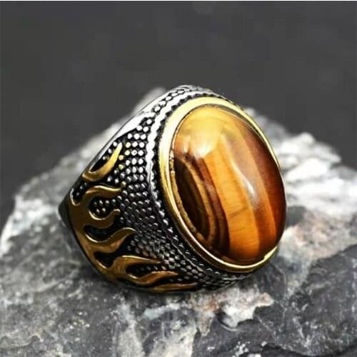 New Fashion Creative Domineering Flame Design Ring Retro Trend Wild Hip-hop Punk Style Men’s Party Accessories Gift