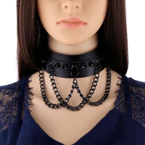 Emo Choker With Spikes Collar Women Man Leather Necklace Chain Jewelry On The Neck Punk Chocker Aesthetic Gothic Accessories