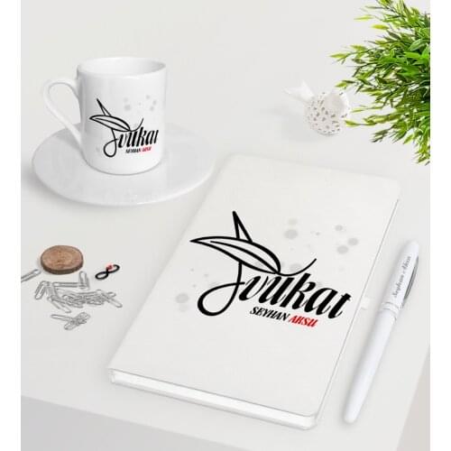 Personalized Lawyer White Notebook Pen Turkish coffee Cup Seti-9