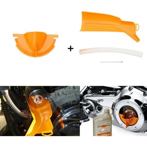 Motorcycle Primary Case Oil Fill Funnel w/ Drip Free Oil Filter Set For Harley Dyna Touring glide Trike