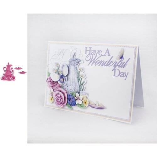 Teapot Flower Cutting Dies Scrapbook Dariy Decoration Stencil Embossing Template DIY Greeting Card Handmade