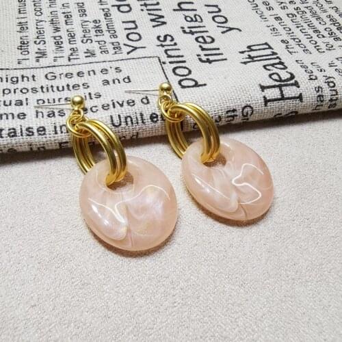 European and American simple retro acetic acid metal geometric Round Earrings temperament net red hollow Matt Earrings