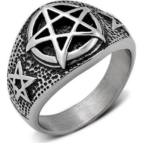 Five star stainless steel rings for women and men unisex retro ring accessories