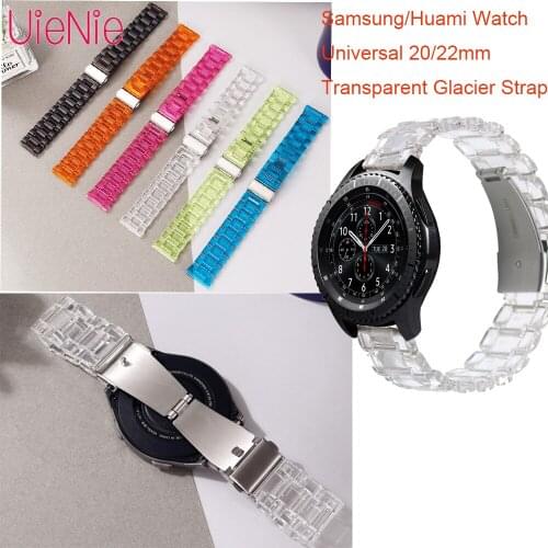 20/22mm Transparent Glacier Strap For Samsung/Huami Watch Universal Durable/No Fingerprints/Sport Wrist Band Bracelet Accessory