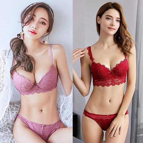 Sexy Lace Women Push Up Bra Set Bra and Panties Briefs Underwire Adjustable Brassiere Lingerie Underwear Breast Enhancer