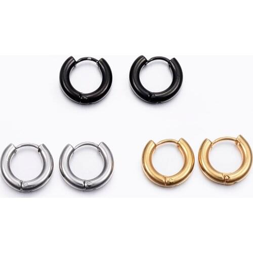 10 Pair 304 Stainless Steel Hoop Earrings For Women Fashion jewelry Gifts 13x14mm; Pin: 1mm