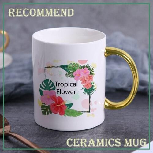 Creative Dream flower Mug Ins golden handle Cups Ceramics Mugs Coffee Mug Milk Tea Cups Drinkware friends mug KTZW-038