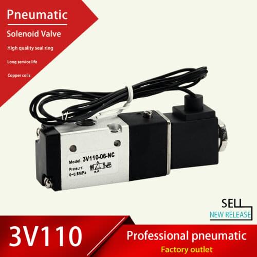 Air Solenoid Valve 3v110-06 AC220V110V DC24V12V Single Coil Volt Control Pneumatic Electromagnetic 3 Port 2 Position 3/2Way NC