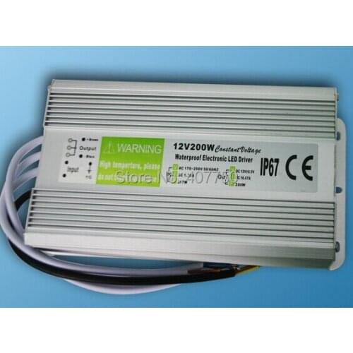 High quality waterproof IP67 power supply 200W output voltage 12V/24VDC led transformer used for outdoor lighting
