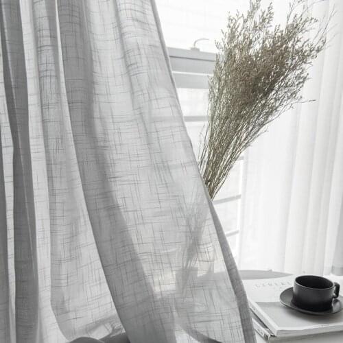 Gray Cotton Linen Tulle Drapes Curtain Decorative Modern White Sheer cortina para janela de quarto Curtain For Bedroom