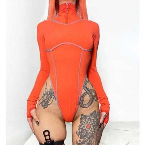 2021 Autumn Bodysuit Women Solid Bodycon Turtleneck Pullover Jumpsuit Regular Long Sleeve Sexy Slim Fashion Female Rompers Suit