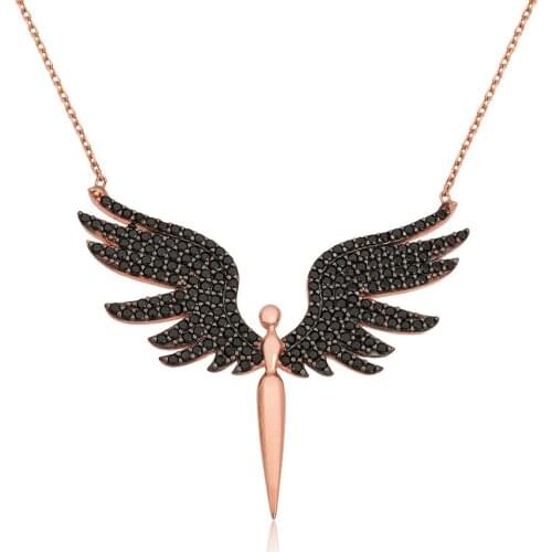 925 Sterling Silver Women Necklace Winged Mikail Angel Zircon Stone Gift Birthday Precious Pendant Stylish Luxury 2020 Summer