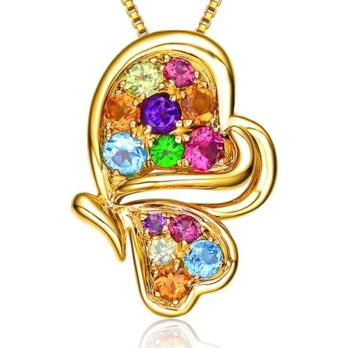 MENGYI Fashion Lovely Golden Butterfly Pendant Necklace Inlaid With Multi-Color Zircon Women 9 2 5 Clavicle Necklace Jewelry