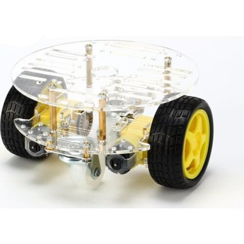1Set 2WD Mini Round Double-Deck Smart Robot Car Chassis DIY Kit Tracing Strong Magnetic Motor For Arduino RC Toy Starter Suit