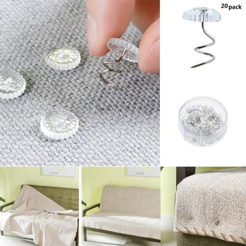 20Pcs Transparent Bed Sheet Clip Fixer Twist Nail Sofa Cushion Blanket Cover Gripper Holder Attachment Non-Slip For Home