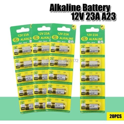 20pcs/pack alkaline dry battery 23a 12v electronic toy disposable bateria 8F10R 8LR23 CA20 A23 L1028 23AE watch batteri