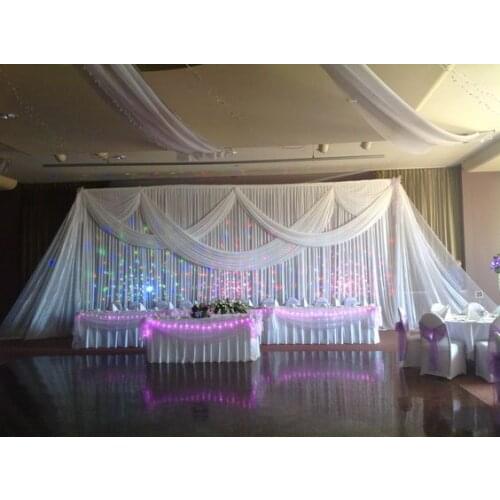 3M x 6M White Wedding Backdrop with romantic swags wedding Decoration