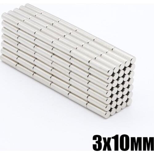 500pcs 3x10 mm Bulk Neodymium Fridge Warhammer Craft Magnets Dia 3mm x 10mm N35 Super Strong NdFeB Bar Cylinder Rod 3*10 mm