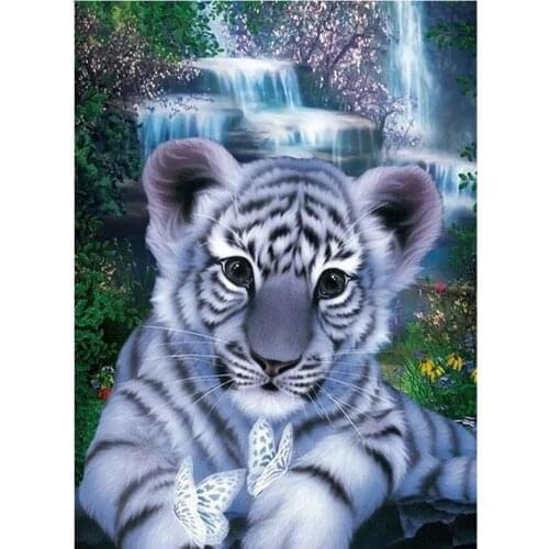 Diamond Painting Animal Tiger Cross Stitch Diamond Embroidery Mosaic waterfall scenery Wall Decor Home Decoration A1707