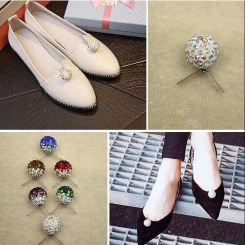 Free shipping 1 pair fashion shining a variety of colored diamonds ball round shoes flower Shoe Decorations accessories
