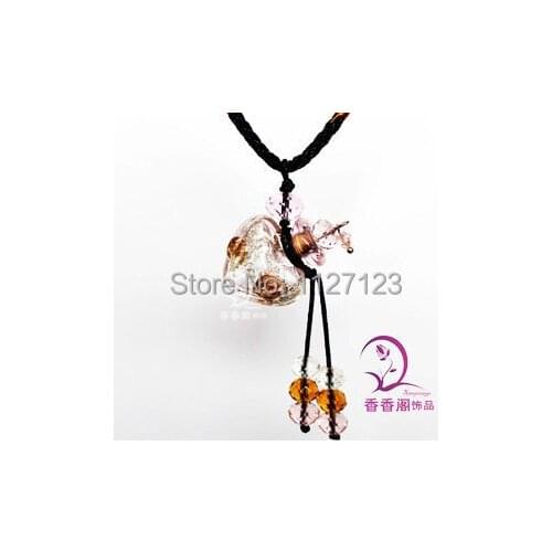 Free shipping !!5pcs Murano pink glass diffuser essential oil bottle necklace,perfume jewelry necklace,Aroma bottle necklace