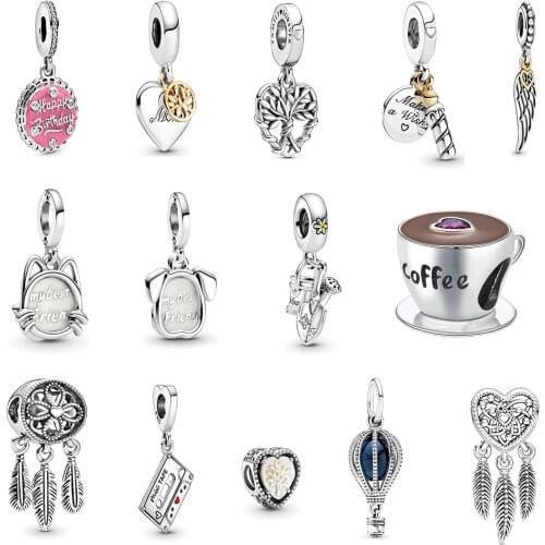 Trendy Gift 925 Sterling Silver Pink Birthday Cake Dangle Charm Beads Pendant Fit for Original Pandora Bracelet Bangle Jewelry