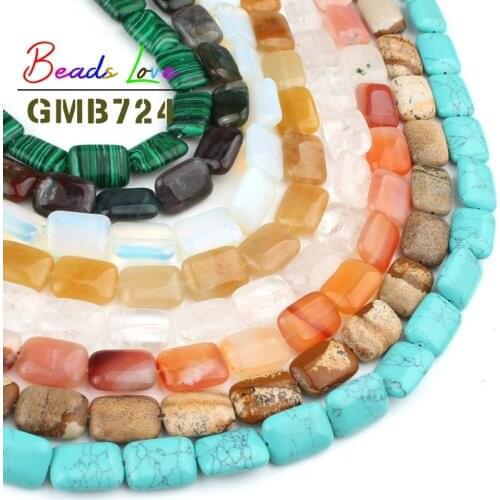 Natural Stone Bead Agates Jades Turquoises Loose Spacer Beads for Jewelry Making Diy Bracelet Necklace 13x18mm Square Shape 15
