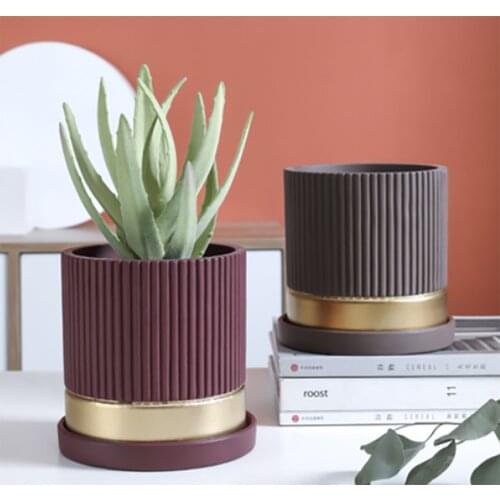 Cement Vase For Living Room Home Decorations Accessories Home Garden Planter Flower Pot ваза Cement Flower Vase With Tray