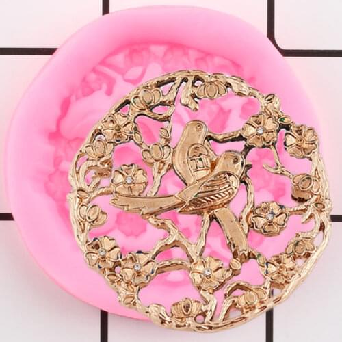Flower Garland Silicone Molds Birds Cupcake Topper Fondant Mold DIY Cake Decorating Tools Candy Clay Chocolate Gumpaste Moulds