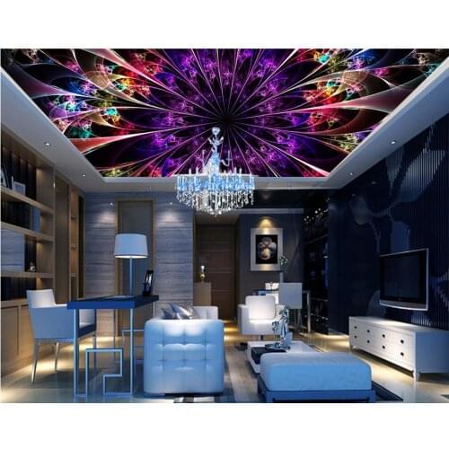Aesthetic dynamic aperture fashion KTV ceiling frescoes 3d wallpaper living room Home Decoration Non woven roll