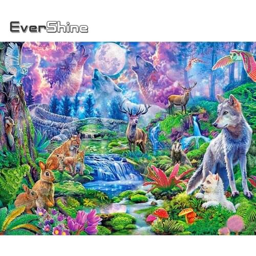 Evershine 5D Diamond Embroidery Wolf DIY New Arrival Diamond Painting Animal Forest Full Square Round Drill Mosaic Zoo Craft Kit