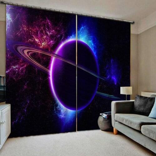 Purple blue star curtains blackout Drapes Living room Bedroom Decor 2 Panels HooksWindow Curtains