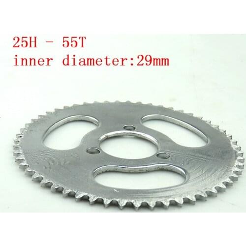 Good quality 25H 55T Tooth29mm 2 Stroke Mini ATV Rear Chain gear Sprocket plate For 47cc 49cc Pocket Bike Quad 4 Wheeler Scooter