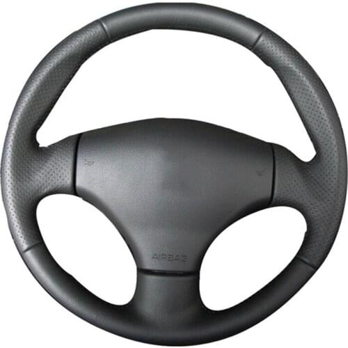 Customized Original DIY Car Steering Wheel Cover For Peugeot 206 SW CC Black Hand Sewing Artificial Leather Steering Wheel Wrap