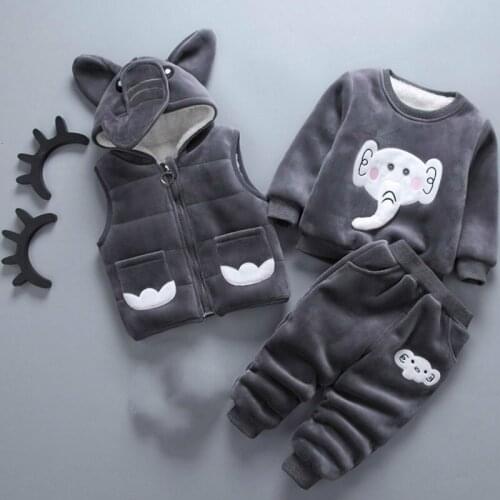 Boy Suit Fashion Sports Winter Elephant Thick Three-piece Boys and Girls Baby Winter Suit Baby Winter Thick Suit