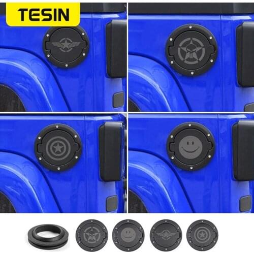 TESIN Car Gas Fuel Tank Cap Cover And Rubber Gasket Ring for Jeep Wrangler JK 2007-2017 Exterior Car Accessories Styling