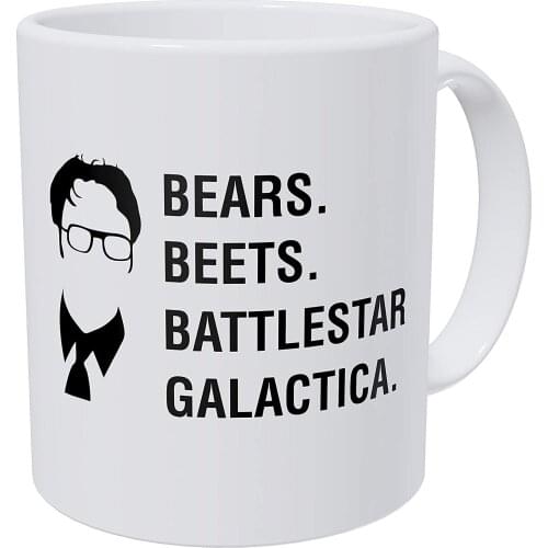 Bears Beets Battlestar Galactica Jim Dwight Schrute The Office 11 Ounces Funny Coffee Mug